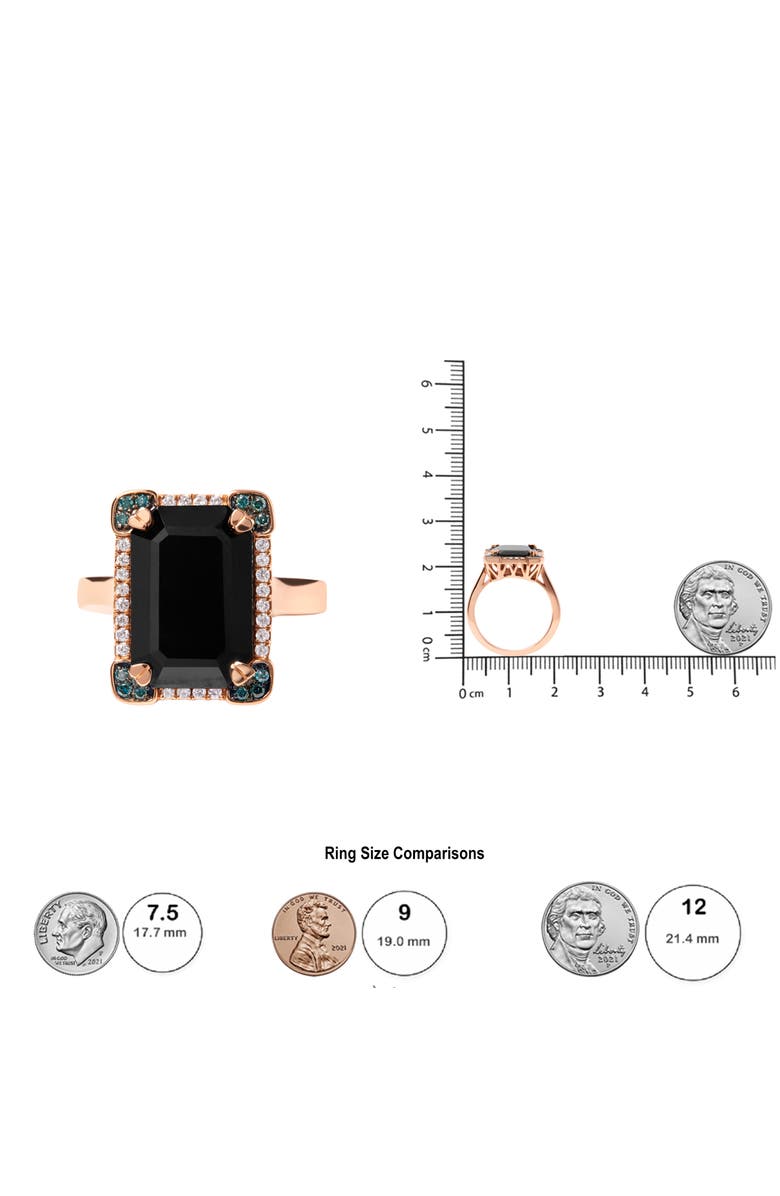 Haus of Brilliance 14K Gold Black Onyx & 1/5 Ct Diamond Halo Cocktail Ring -, Alternate, color, Pink
