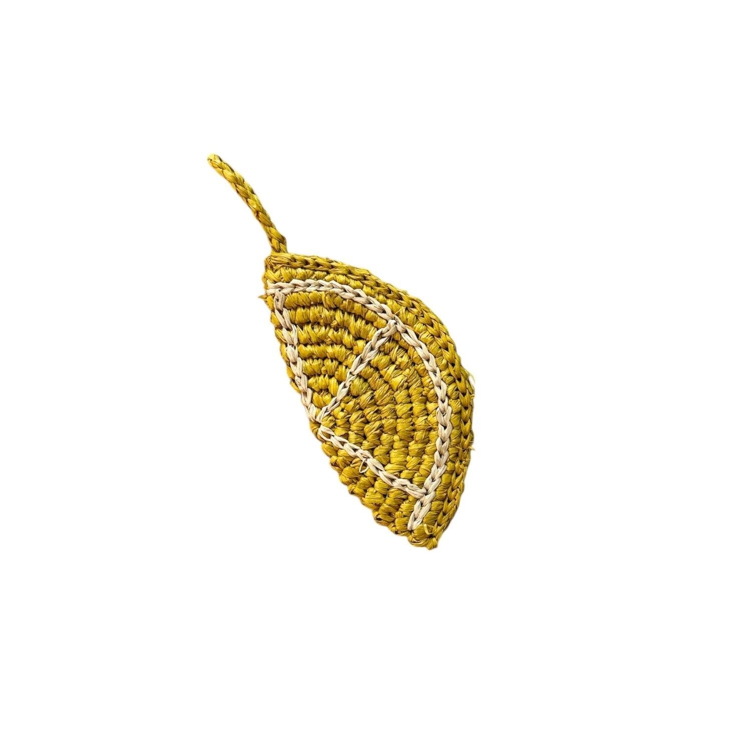 Lemon Raffia Keyring, Alternate, color, Lemon