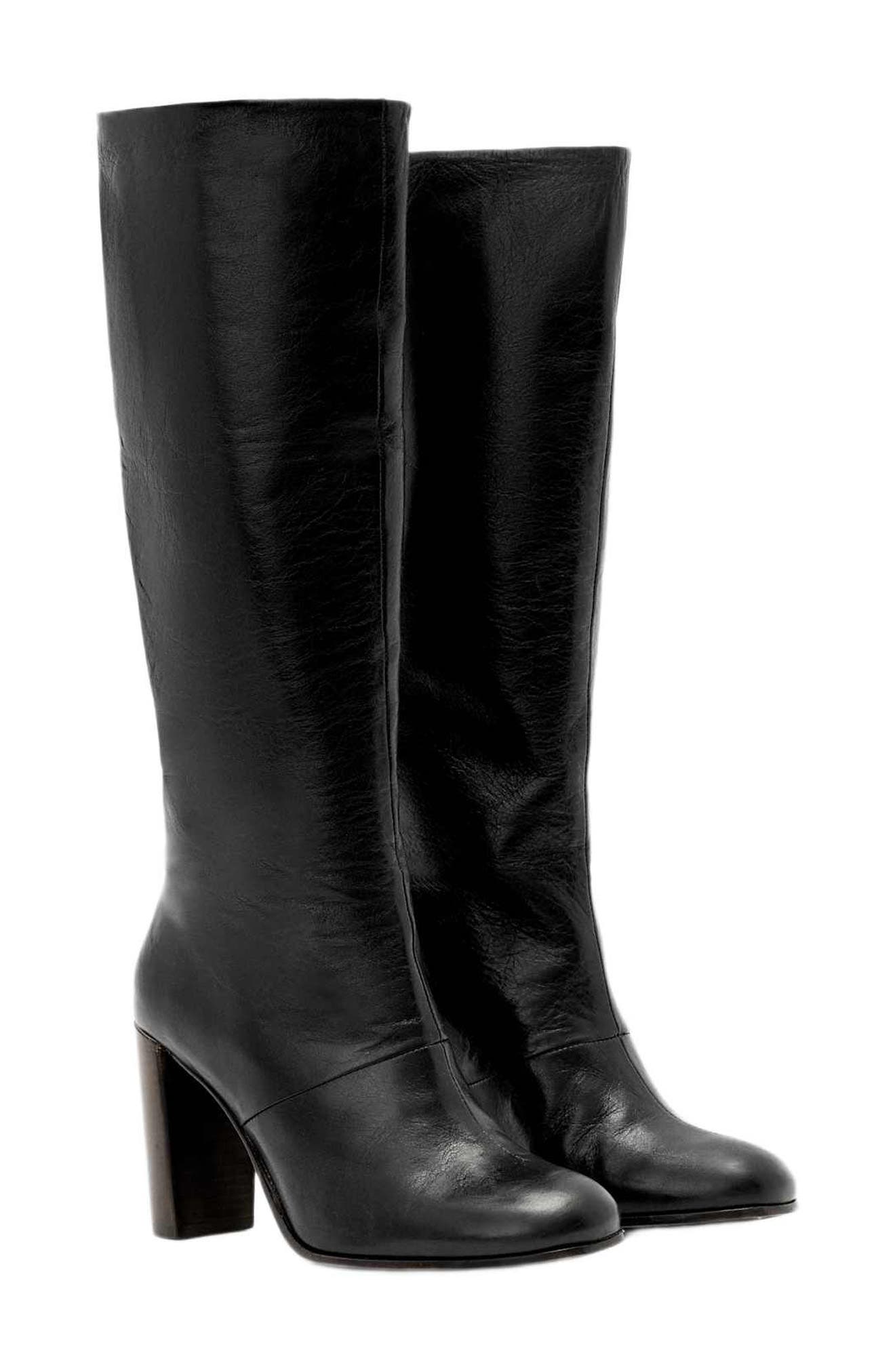 Marisa Leather Knee High Boot, Main, color, BLACK