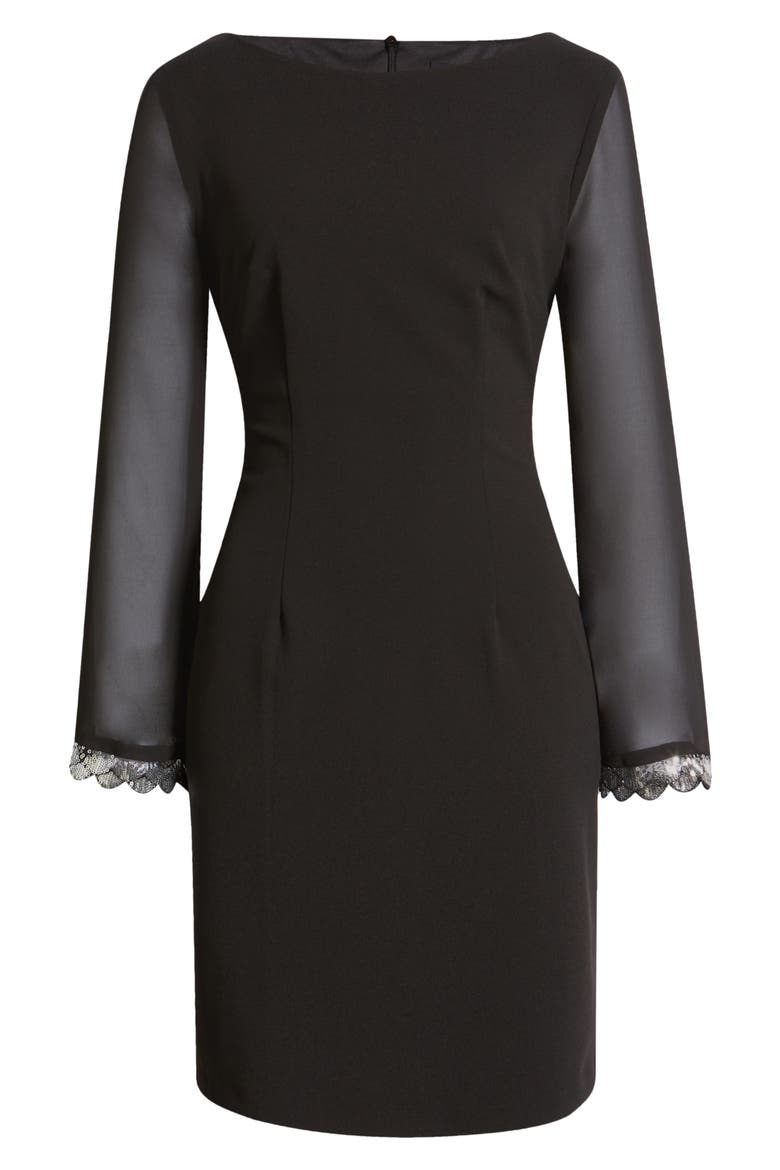 Sequin Cuff Long Sleeve Dress, Alternate, color, BLACK
