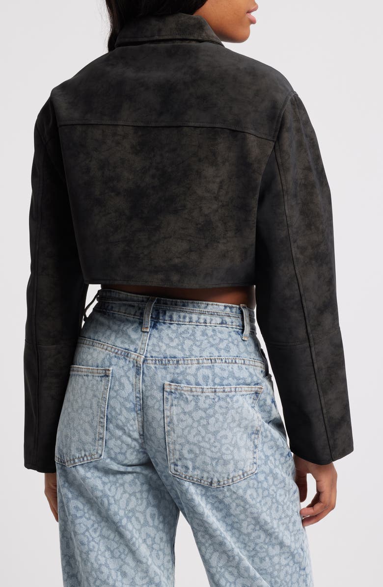 NASTY GAL Distressed Faux Leather Jacket, Alternate, color,