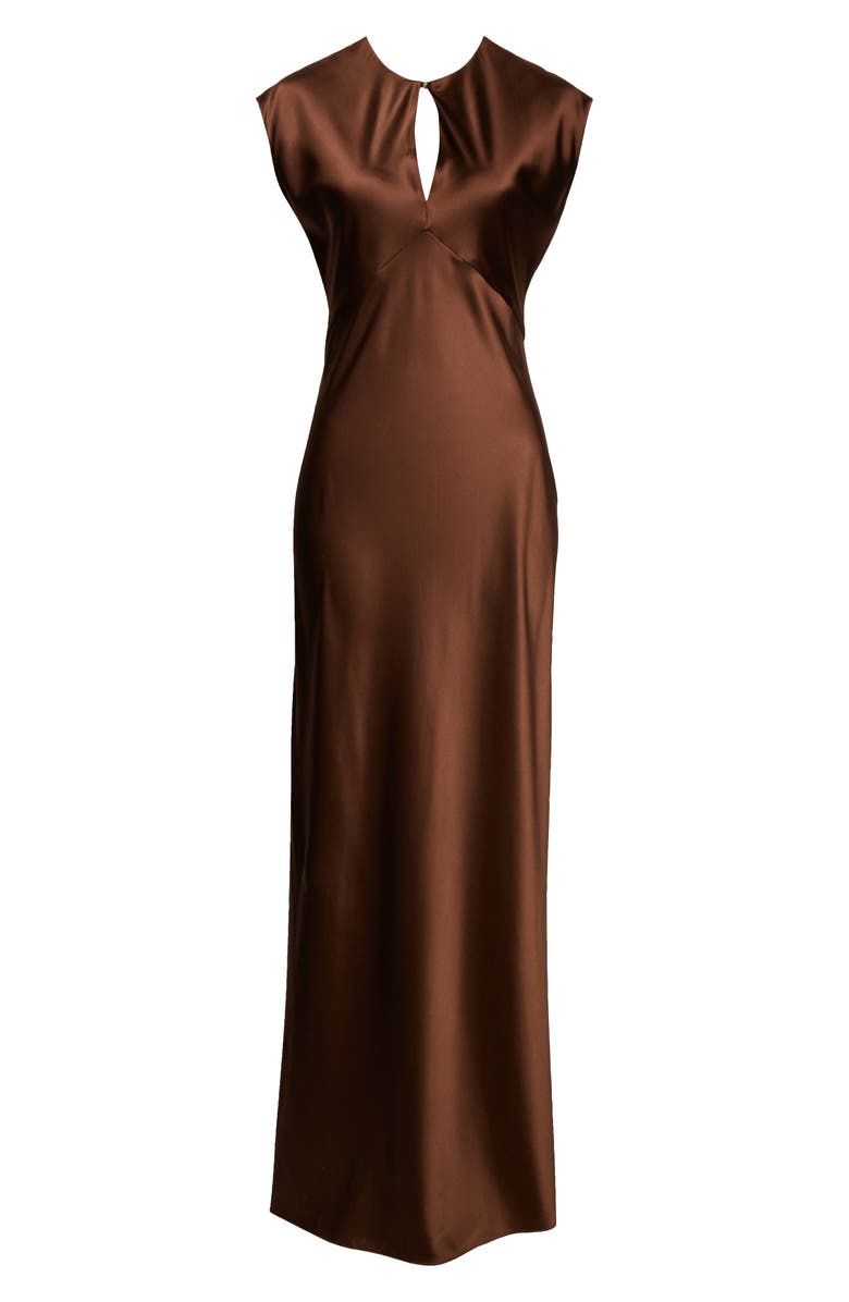 Veronica Beard Nelzy Keyhole Neck Silk Blend Slipdress, Alternate, color, Walnut