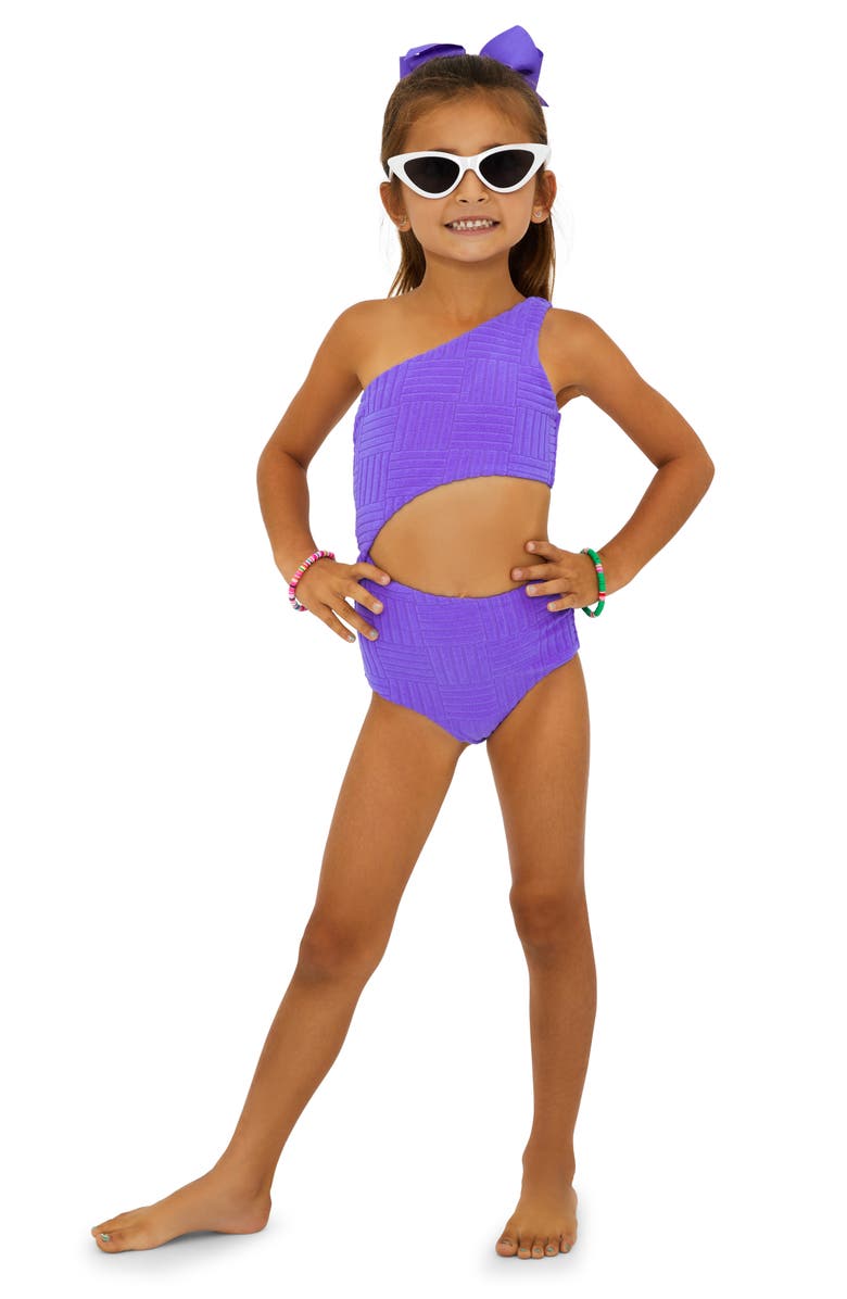 Beach Riot Kids' Little Celine One-Shoulder One-Piece Swimsuit, Main, color, Ultra Violet
