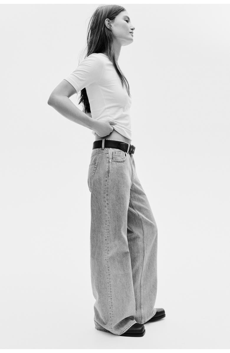 H&M Wide High Waist Jeans, Alternate, color, 