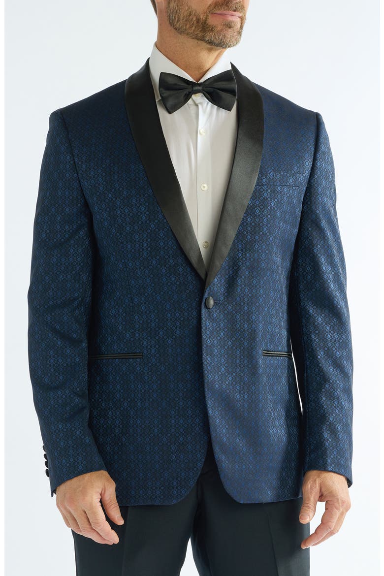 Floral Jacquard Evening Jacket, Main, color, NAVY