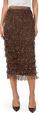 Endless Rose Sequin Tassel Midi Skirt
