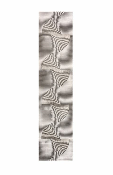 Arielle Mid-Century Modern Curve Stripe Reversible Machine-Washable Indoor/Outdoor Area Rug