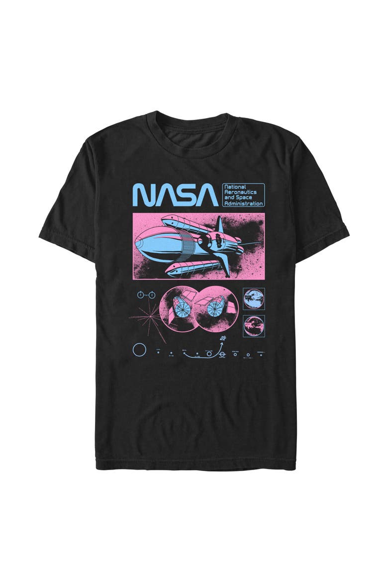 Men's NASA Rocket Retro Poster Graphic T-Shirt, Main, color, Black