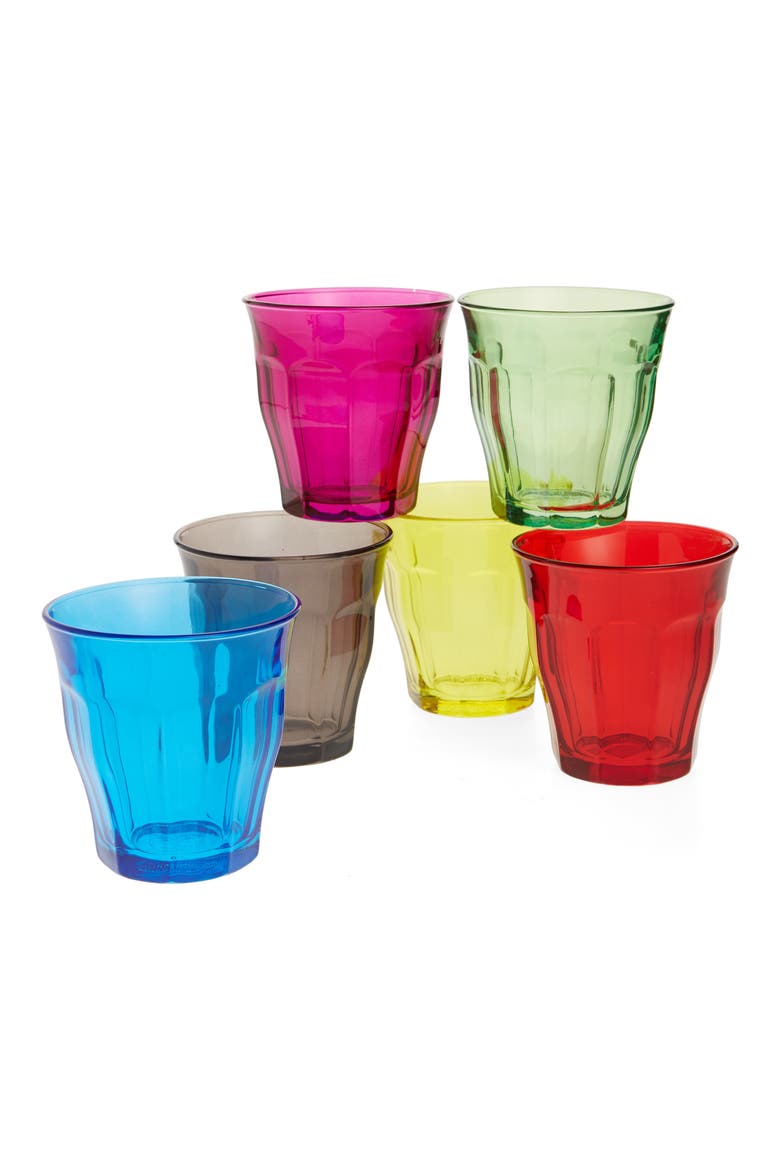 Set of 6 8.75-Ounce Rainbow Tempered Glass French Tumblers, Main, color, MULTI