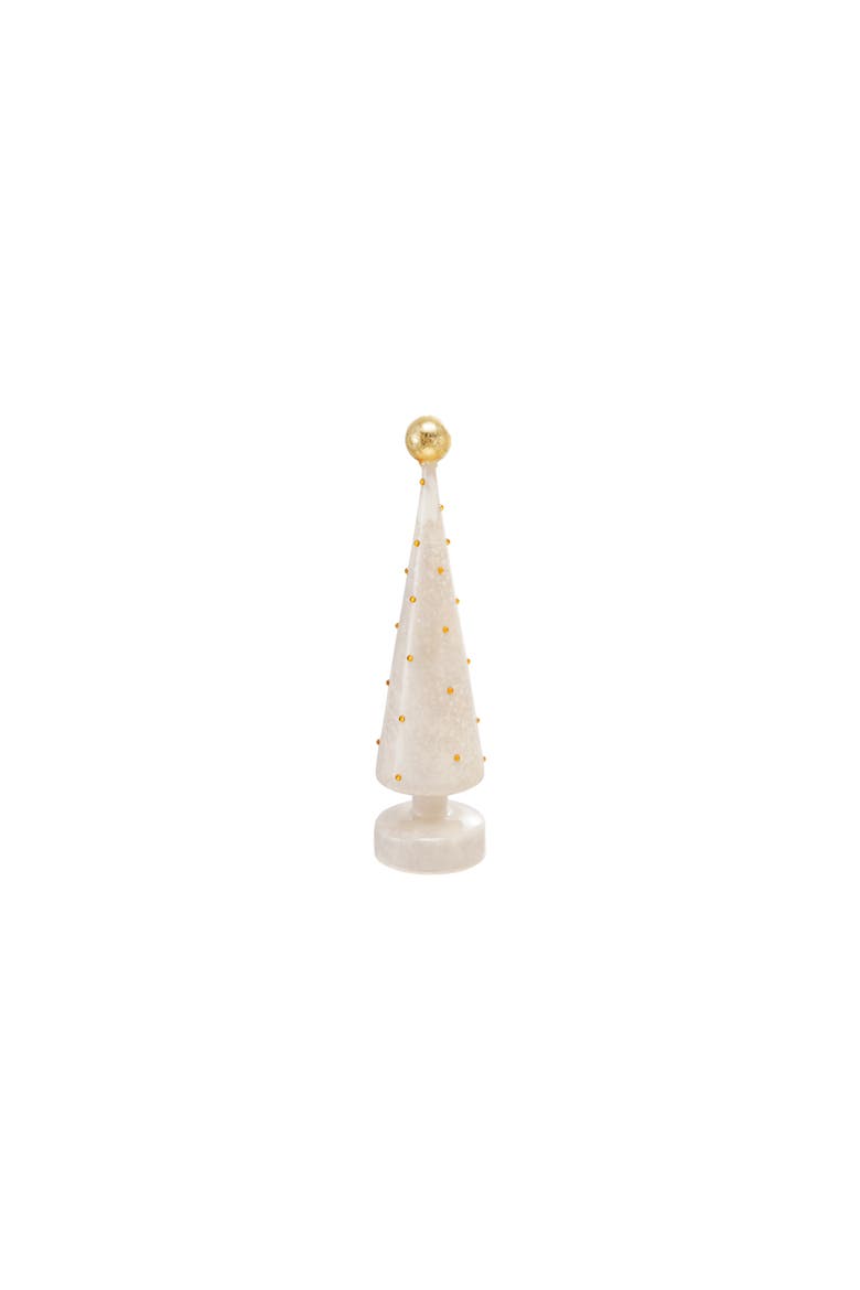 Mercury Glass Tree with Embossed Dots and LED Glow, Main, color, Gold and White