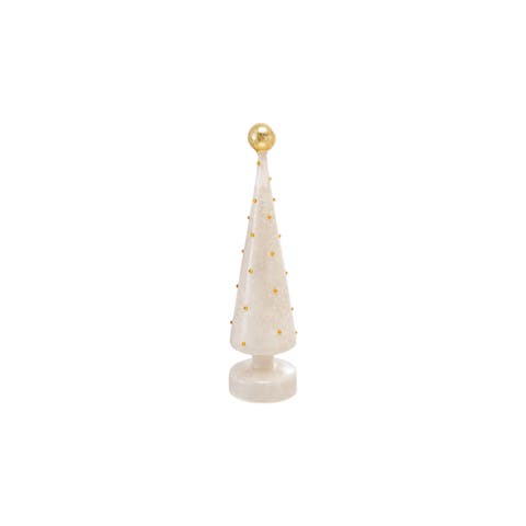 Mercury Glass Tree with Embossed Dots and LED Glow