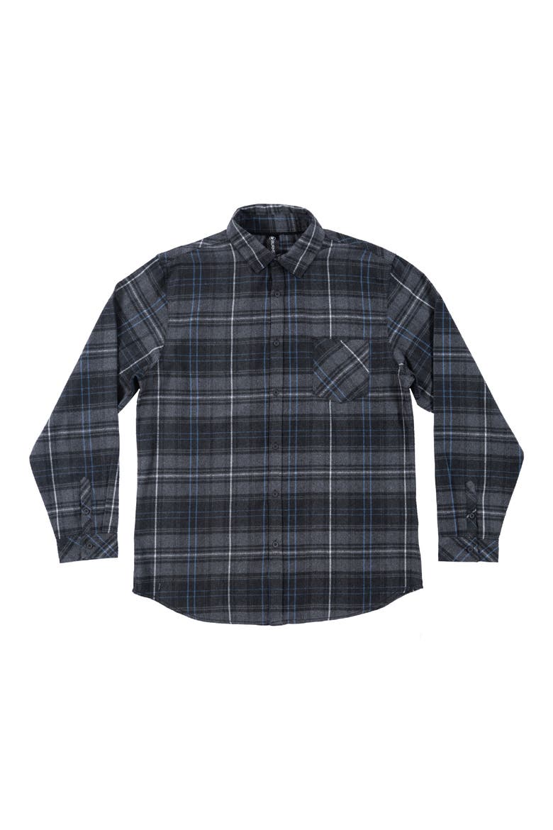 Plaid Flannel Long Sleeve Button-Up Shirt, Main, color, CHARCOAL