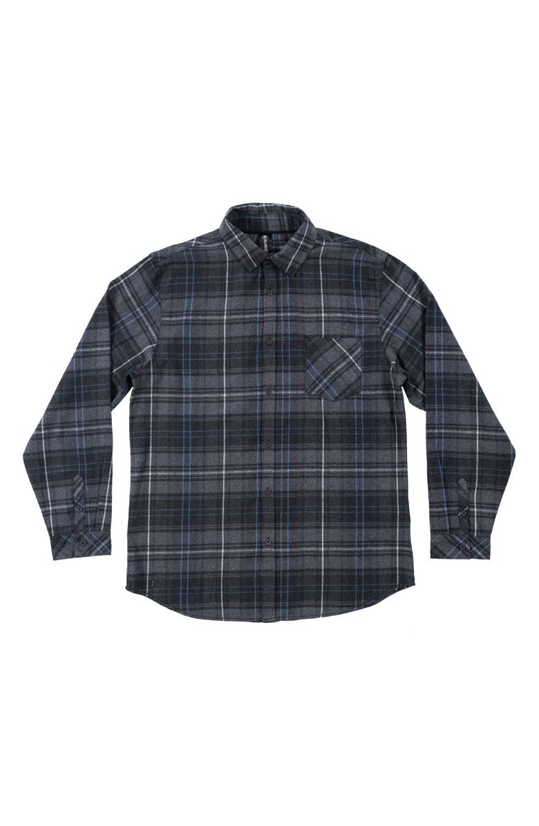 BURNSIDE Plaid Flannel Long Sleeve Button-Up Shirt, Main, color, Charcoal