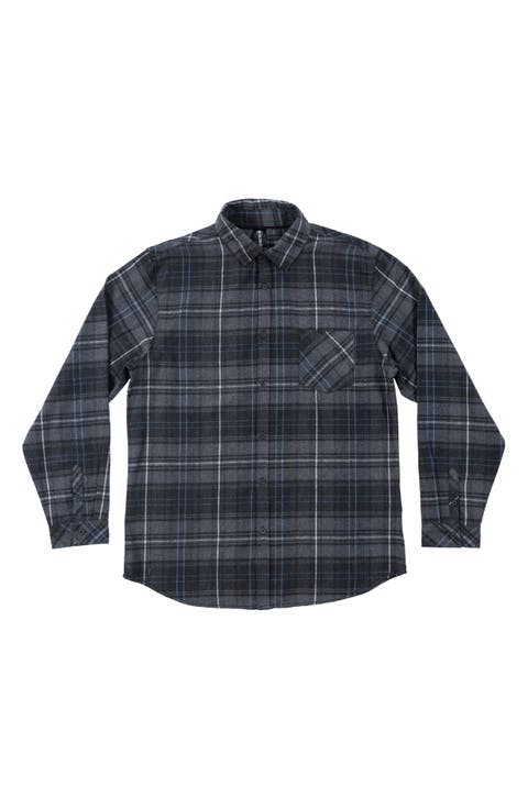 Plaid Flannel Long Sleeve Button-Up Shirt