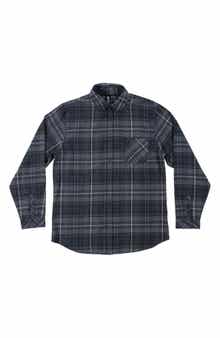 BURNSIDE Plaid Flannel Long Sleeve Button-Up Shirt