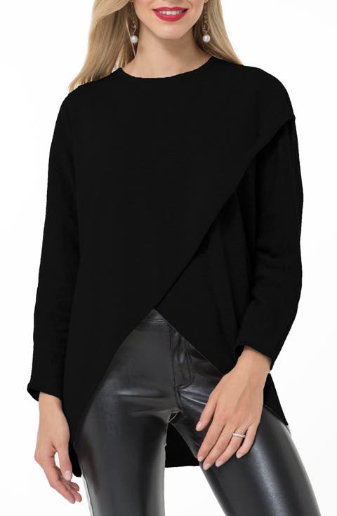 Let Loose Crossover Long Sleeve Maternity/Nursing Knit Top