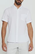 7 Diamonds Renzo Textured Geo Pattern Short Sleeve Stretch Button-Up Shirt