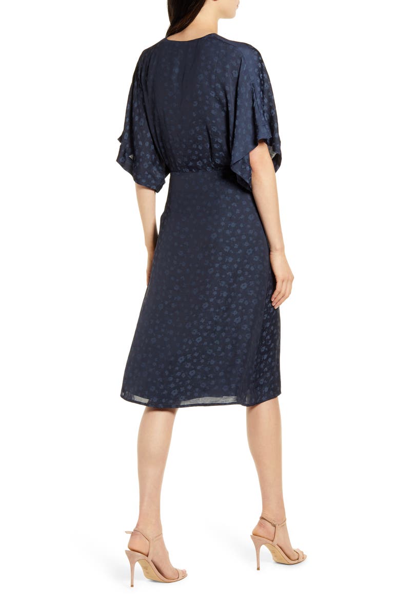 Floral Wrap Dress, Alternate, color, NAVY IRIS