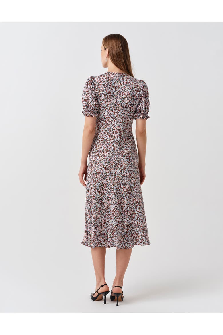 Clarissa Tie Front Midi Dress, Alternate, color, Red Ditsy