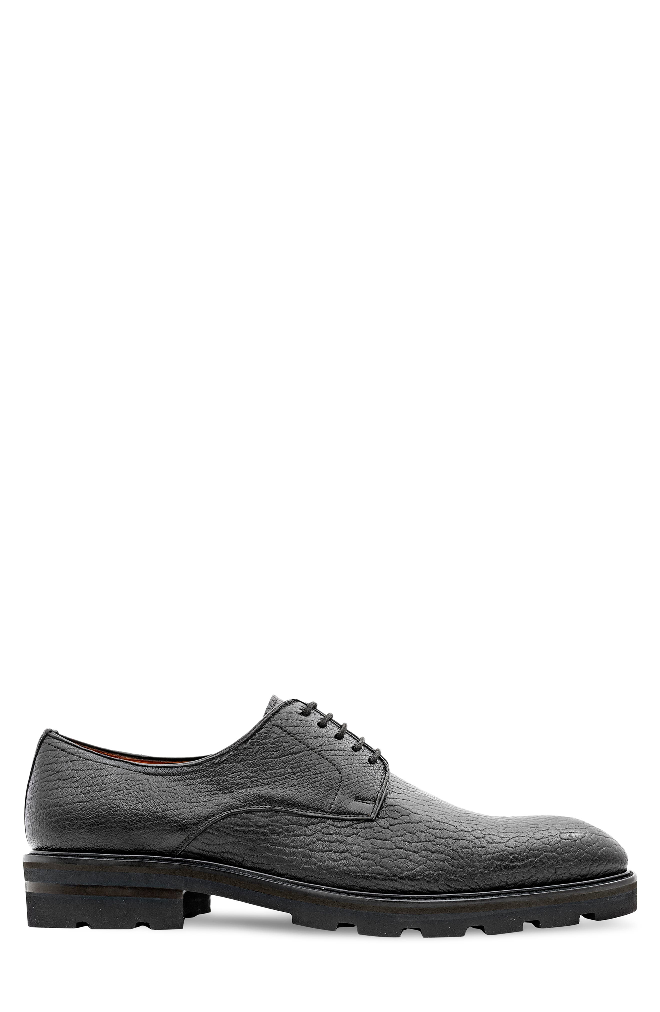 Grained Leather Derby, Alternate, color, BLACK