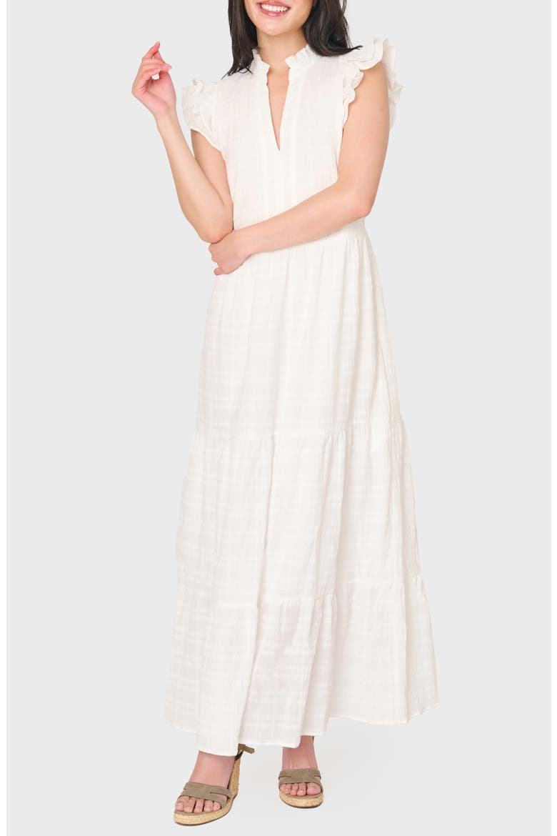 Flutter Sleeve Cotton Maxi Dress, Main, color, WHITE