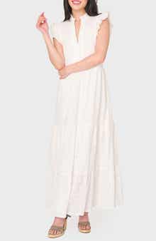 Flutter Sleeve Cotton Maxi Dress
