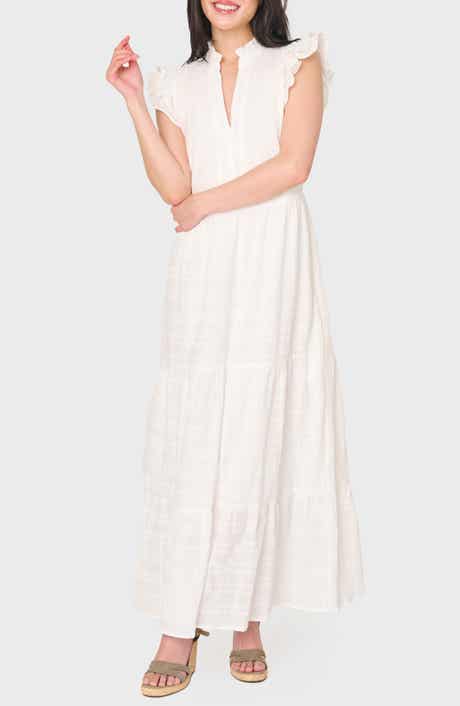 Flutter Sleeve Cotton Maxi Dress