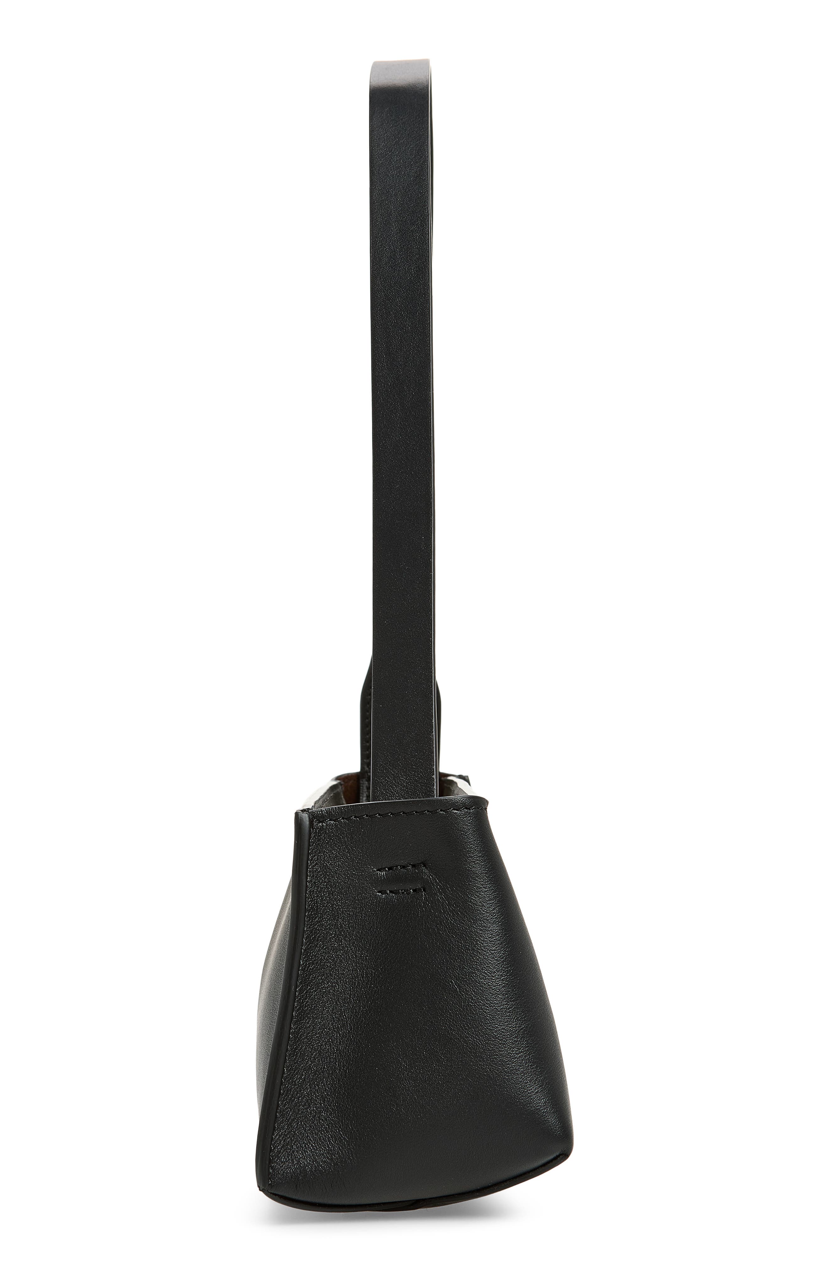 Leather Baguette Hobo Bag, Alternate, color, 00N99 BLACK