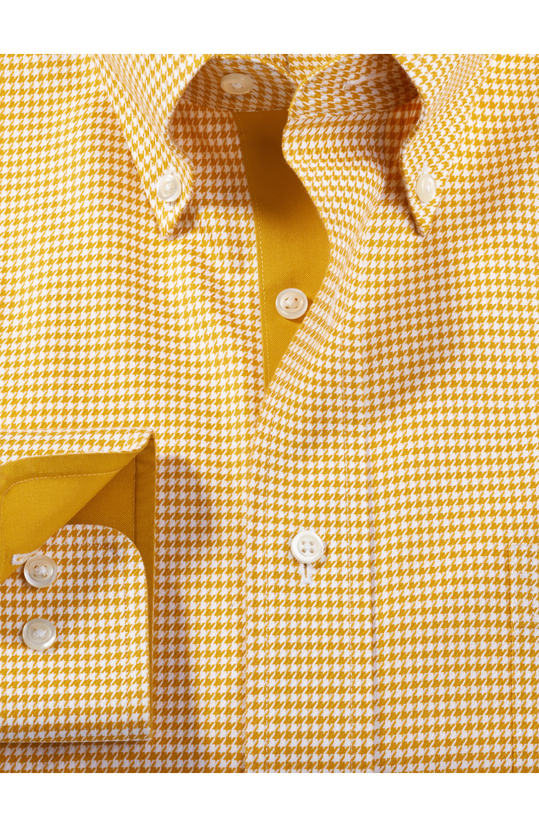 Paul Fredrick Slim Fit Comfort Stretch Non-iron Houndstooth Dress Shirt With Contrast Trim, Alternate, color, Gold