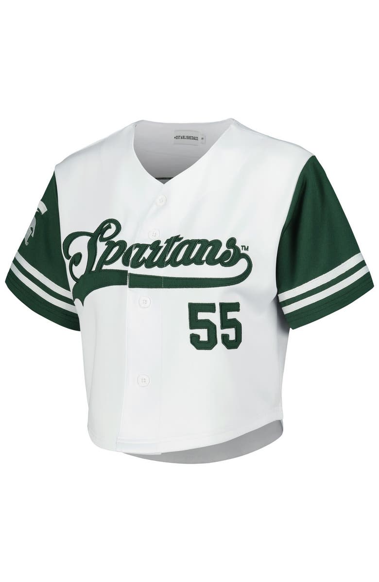 Established & Co. Women's Established & Co. White Michigan State Spartans Baseball Jersey Cropped T-Shirt, Alternate, color, White