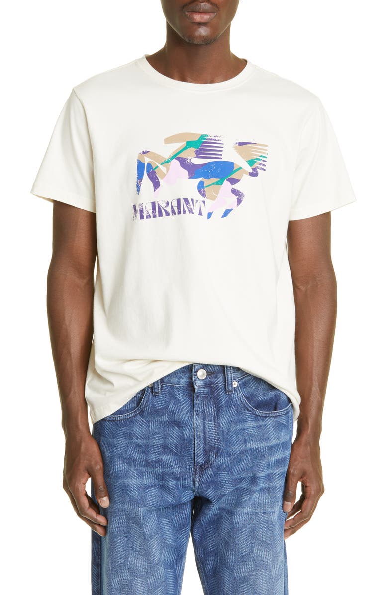Isabel Marant Zafferh Cotton Graphic T-Shirt, Main, color,