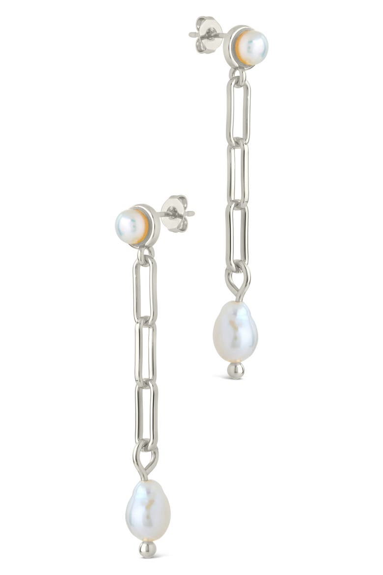 Fayelynn Cultured Pearl Chain Drop Earrings, Alternate, color, SILVER