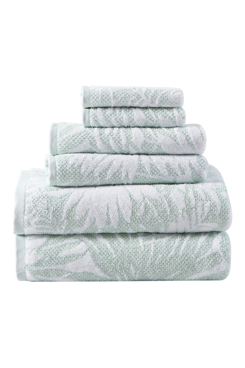 Lago Palm Open Light Pastel Blue Towel 6-Piece Set, Alternate, color, WHIRLPOOL / COCONUT