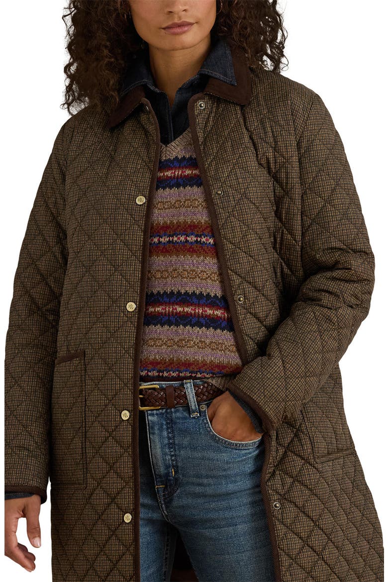 Quilted Print Jacket, Alternate, color, BROWN MINI CHECK