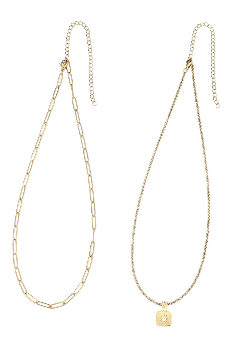 Set of 2 Assorted Chain Necklaces, Alternate, color, GOLD