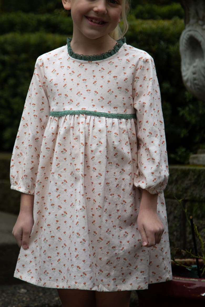 Priya Dress with Lace Trim, Alternate, color, Beige Petals