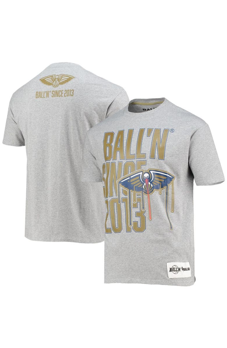 BALL'N Men's BALL'N Heathered Gray New Orleans Pelicans Since 2013 T-Shirt, Main, color, 