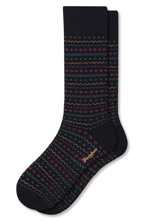 Micro Fair Isle Crew Socks