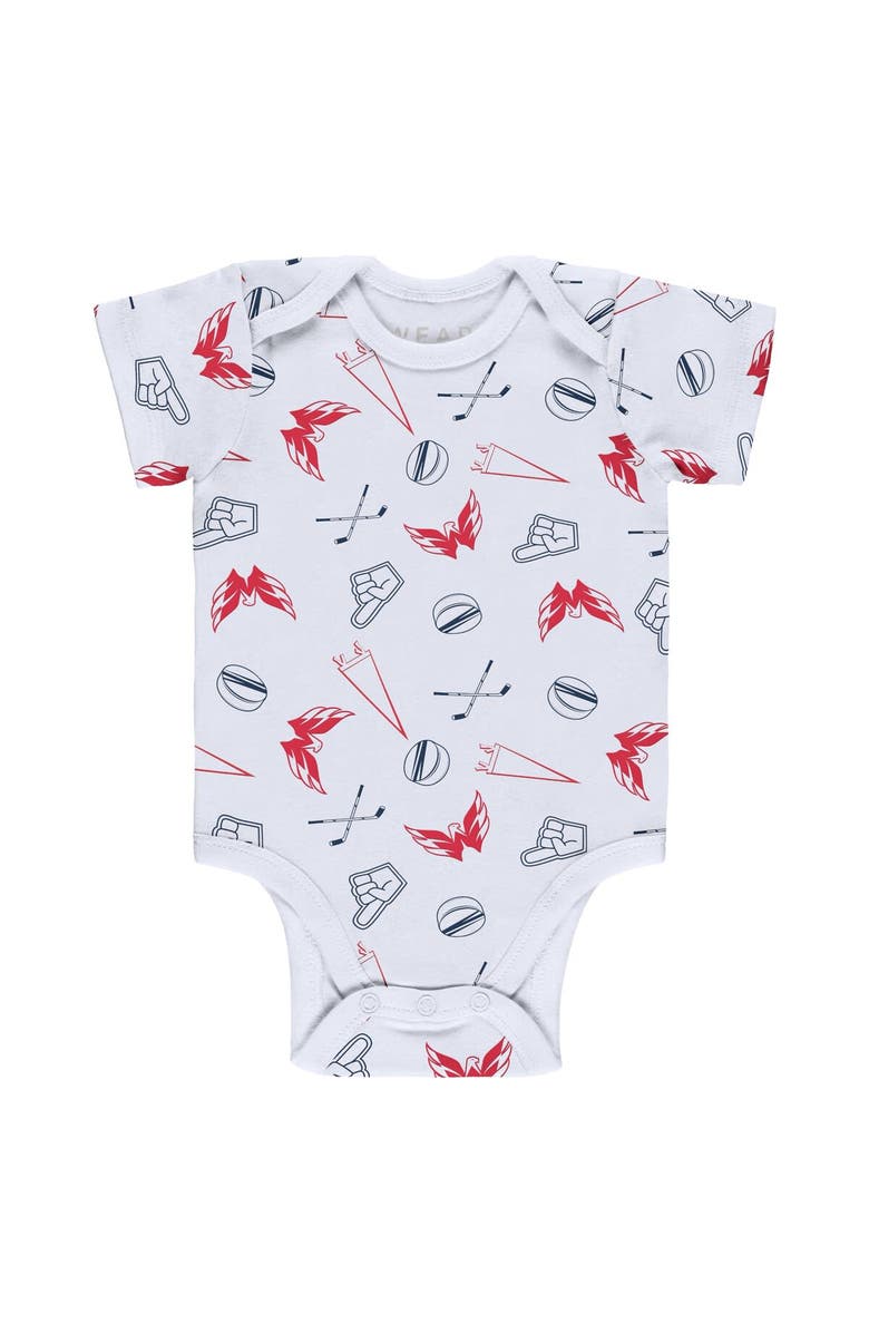 WEAR by Erin Andrews Newborn & Infant WEAR by Erin Andrews Gray/White/Red Washington Capitals Three-Piece Turn Me Around Bodysuit & Pants Set, Alternate, color,