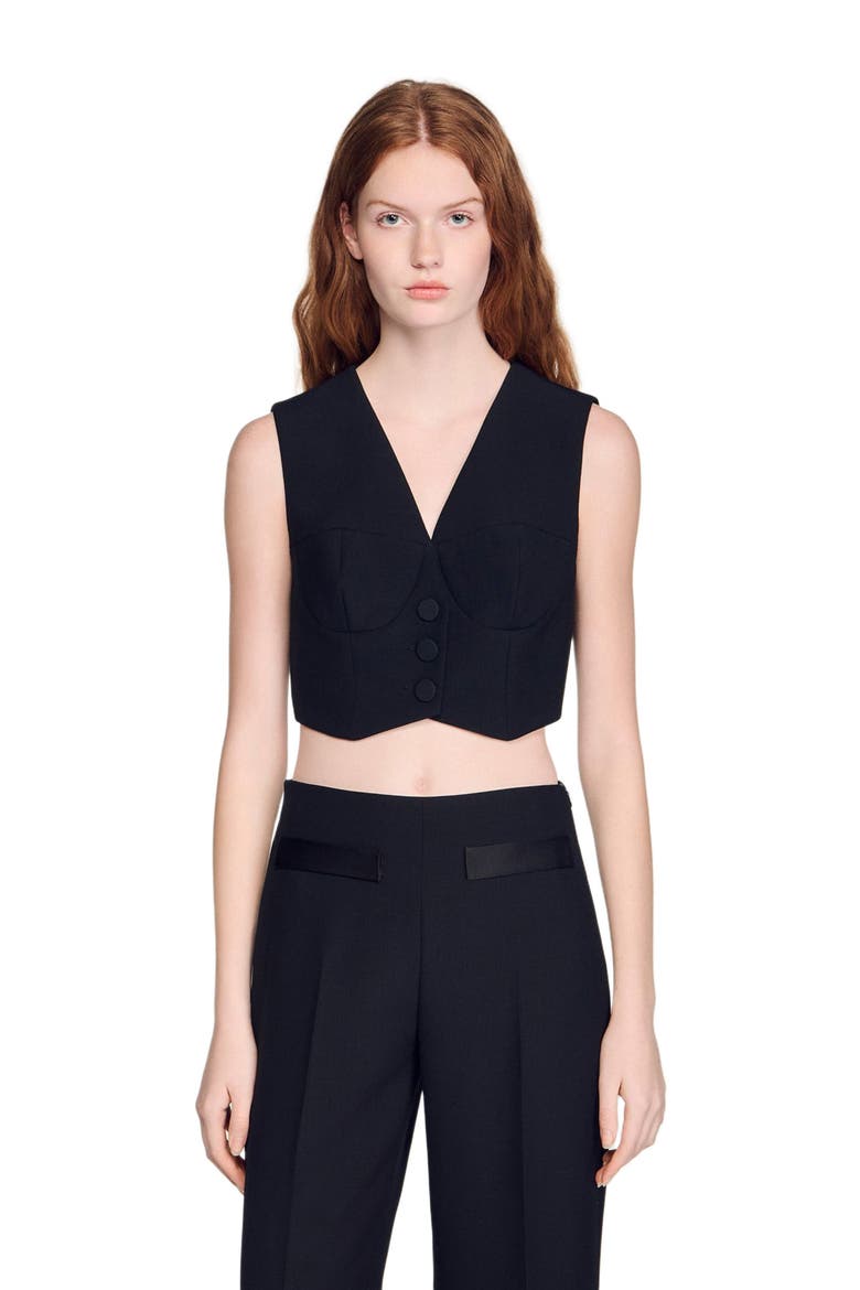 Cropped vest, Main, color, Black