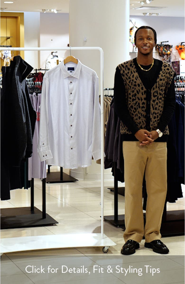 Trim Fit Textured Twill Check Dress Shirt, sales video thumbnail