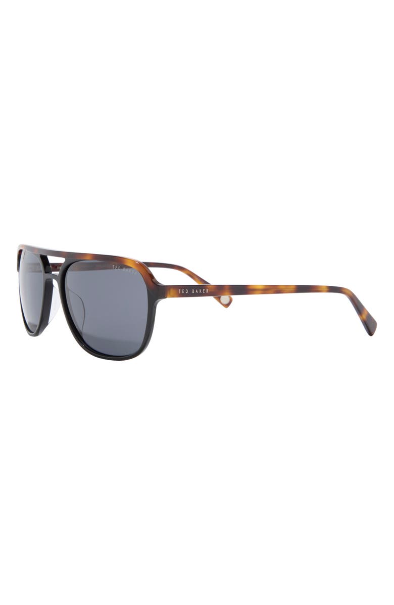 Ted Baker 58mm Polarized Navigator Sunglasses, Alternate, color, Black/ Brown