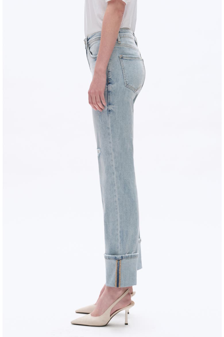 Flora Deep Cuff Straight Jeans, Alternate, color, LIGHT BLUE