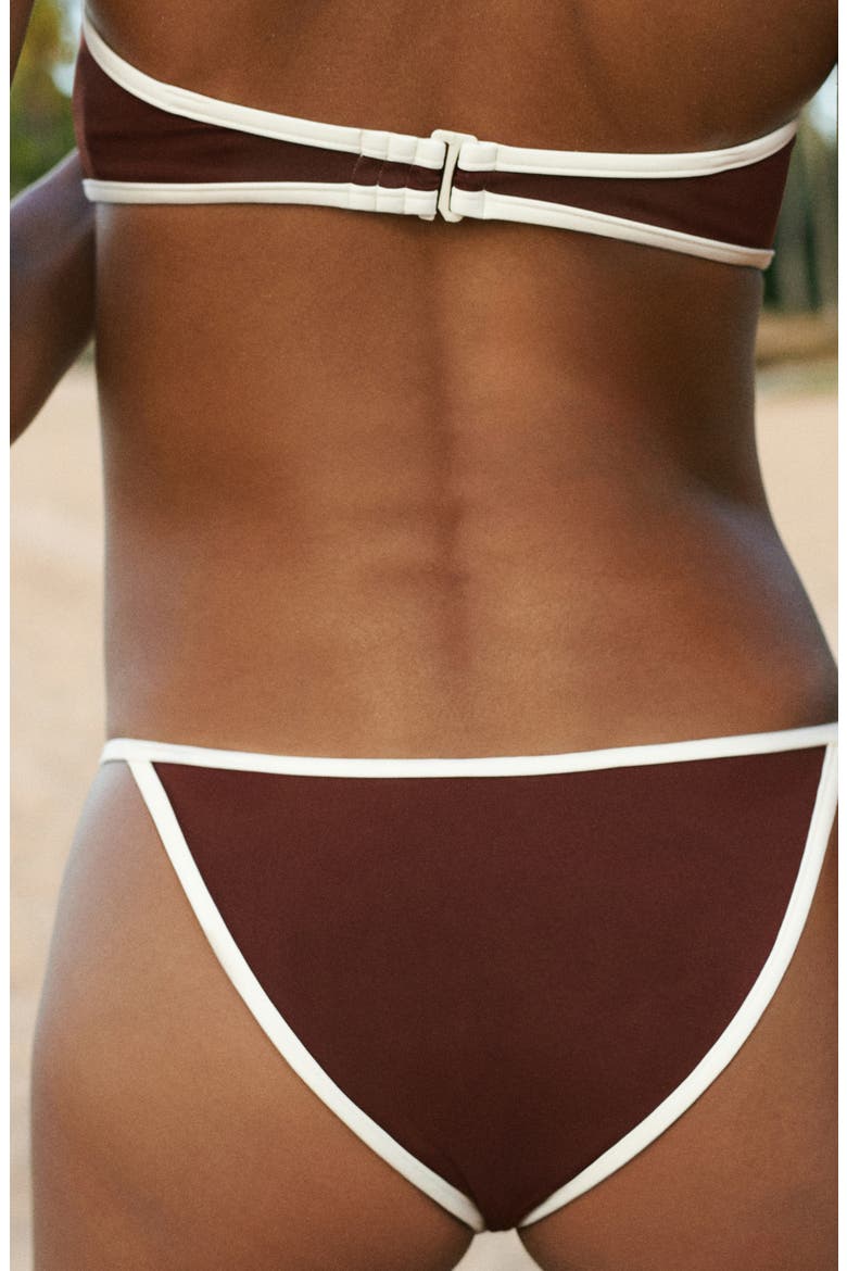 Contrast Binding Bikini Top, Alternate, color, BROWN