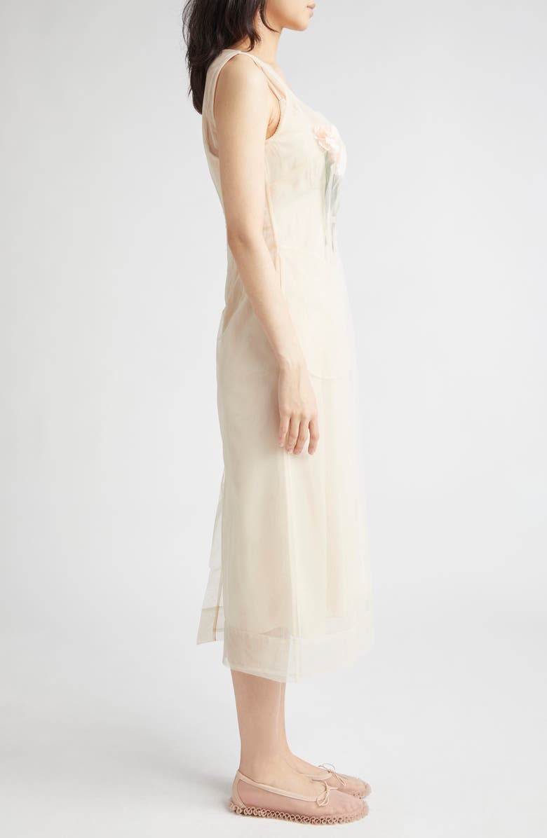 Simone Rocha Stuffed Carnation Square Neck Tulle Dress, Alternate, color, 