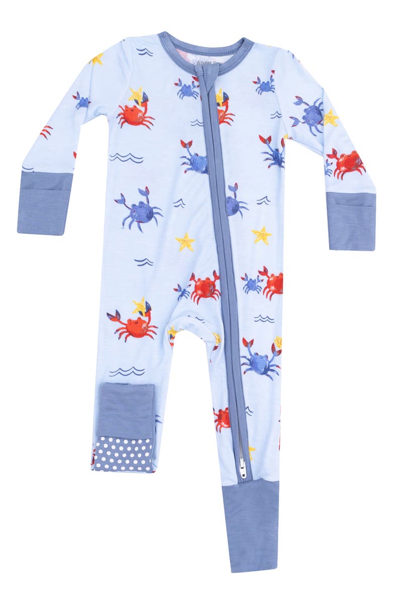 Angel Dear Crayon Crab Print Convertible Zip Romper, Main, color, 