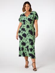 Live Unlimited Floral Print Puff Sleeve Midi Dress
