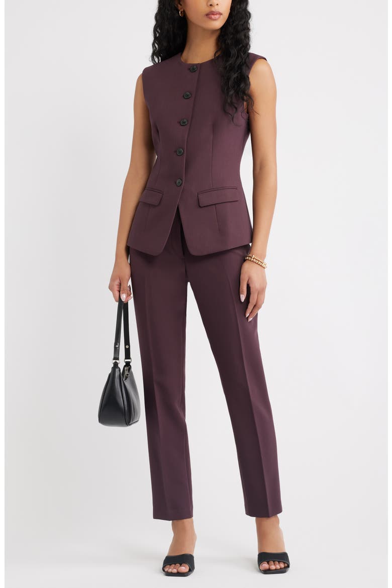 Icon High Waist Cigarette Pants, Alternate, color, BURGUNDY FUDGE