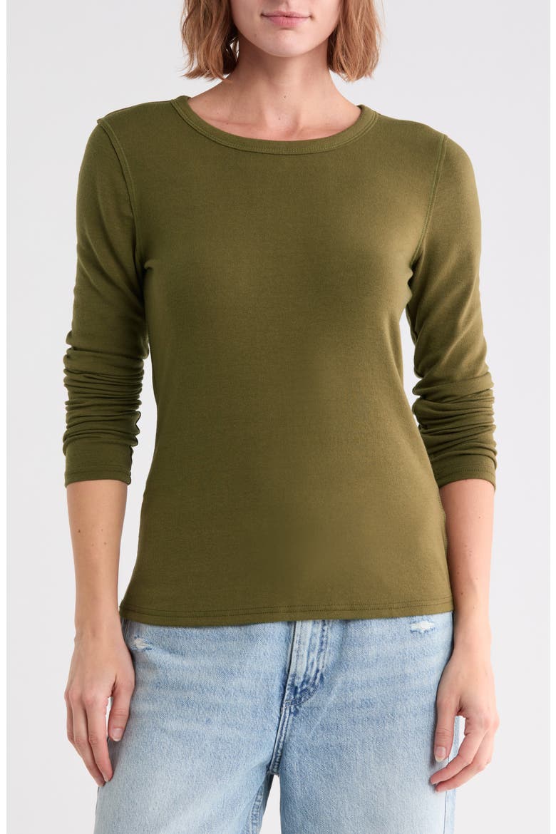 Exposed Seam Long Sleeve T-Shirt, Main, color, OLIVE DARK