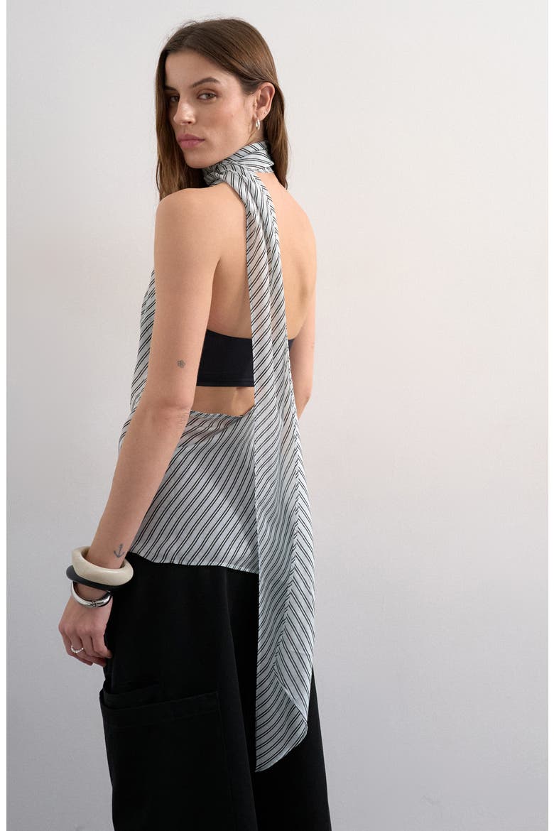 Stripe Scarf Open Back Halter Top, Alternate, color, MEDIUM BLUE